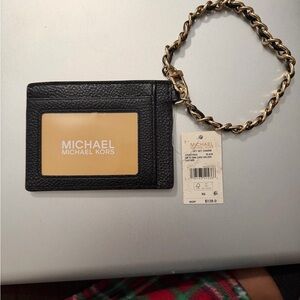 Michael Kors Black Card Holder with Gold Chain